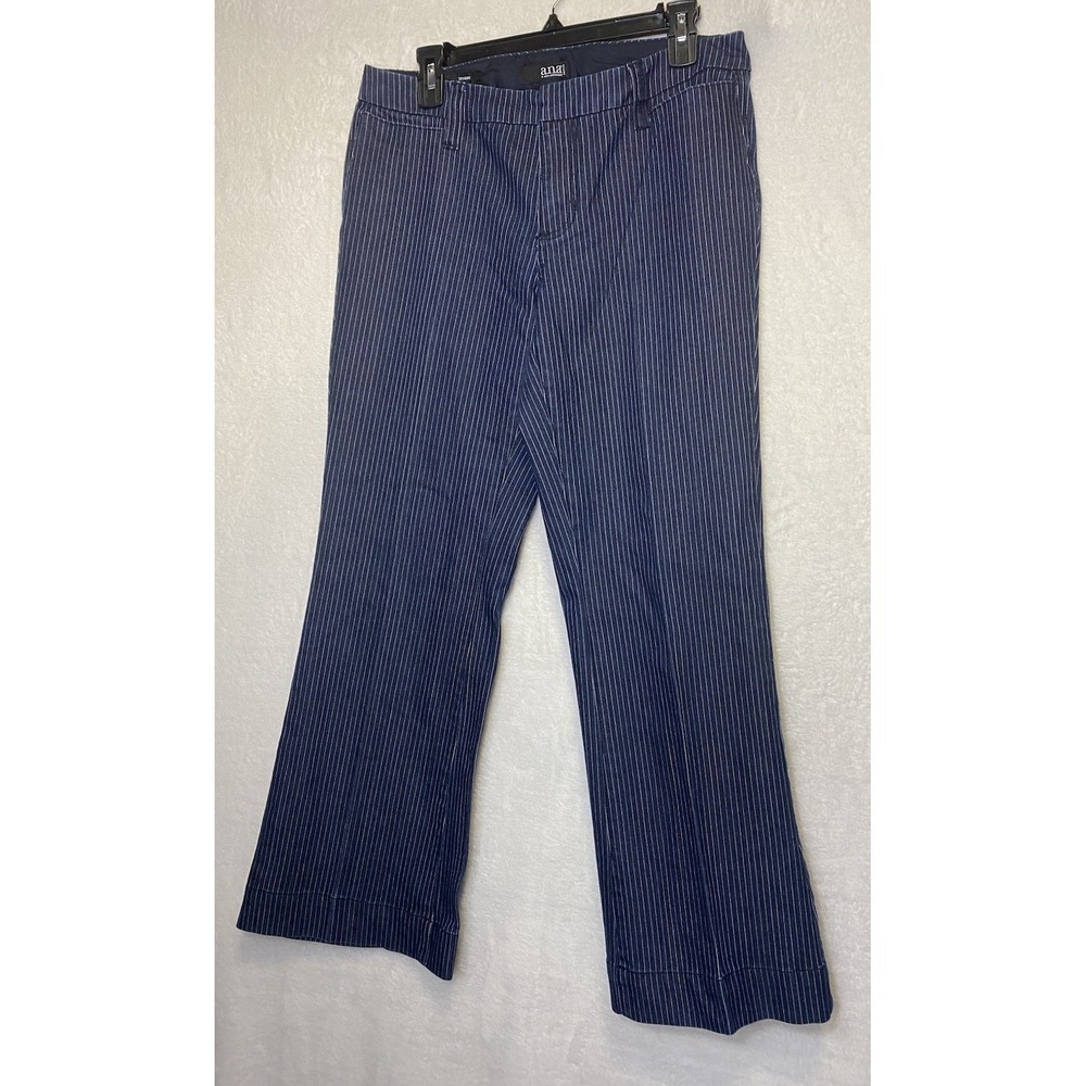 a.n.a Petite Women's Trouser Pants Size 10P Navy/white Stripe